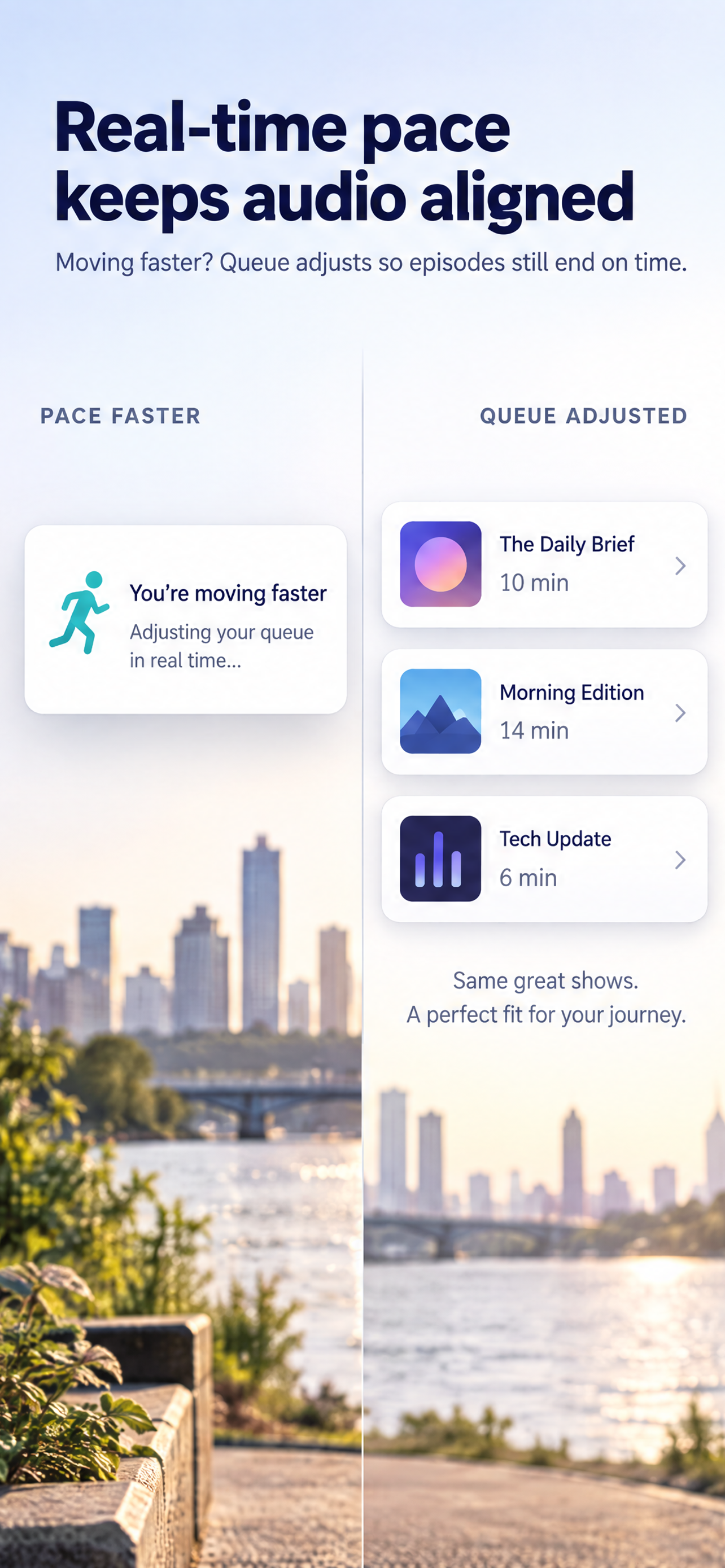Real-time pace keeps audio aligned