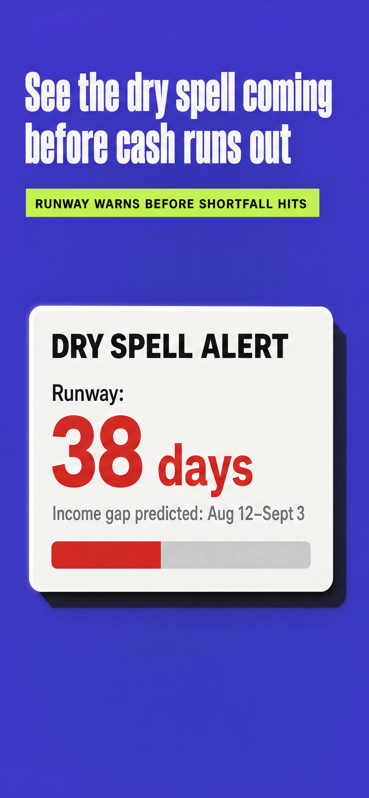 See the dry spell coming before cash runs out