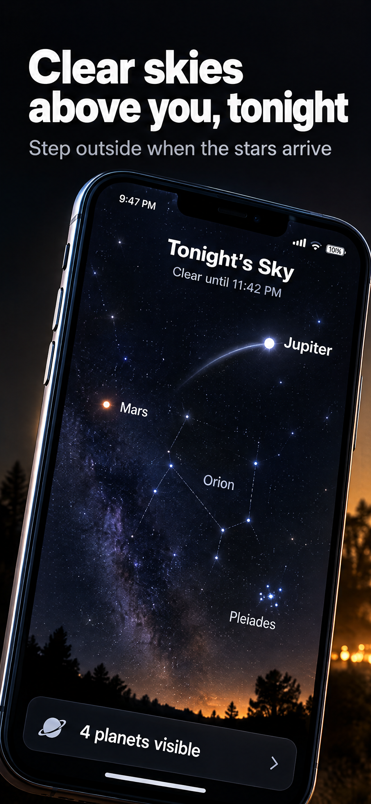 Clear skies above you, tonight