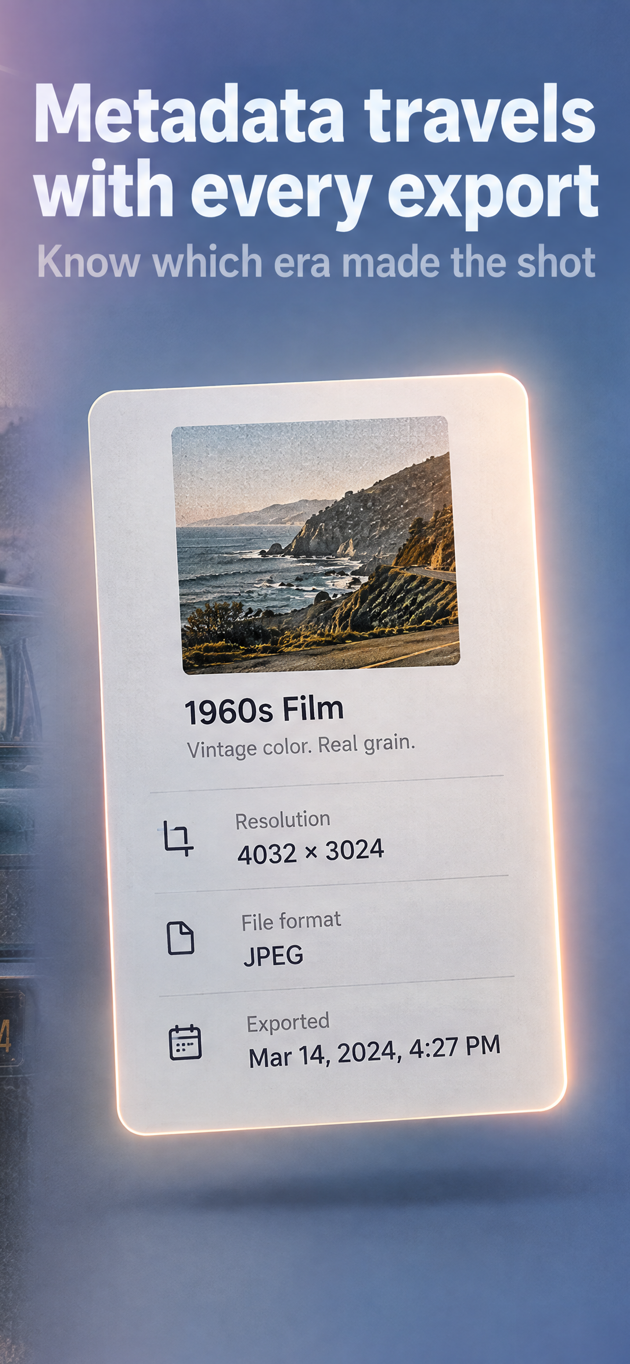 Metadata travels with every export