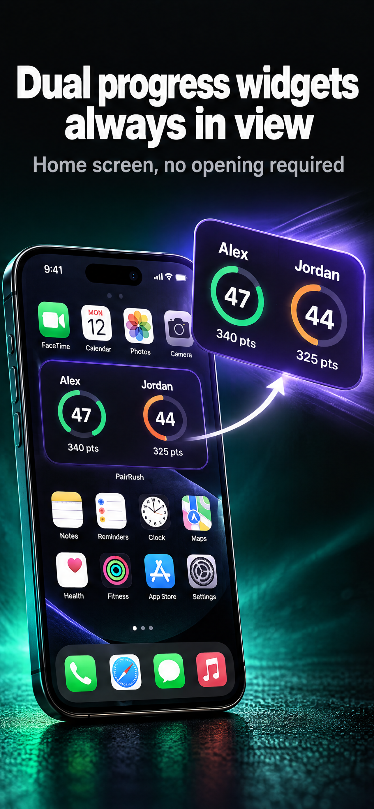 Dual progress widgets always in view